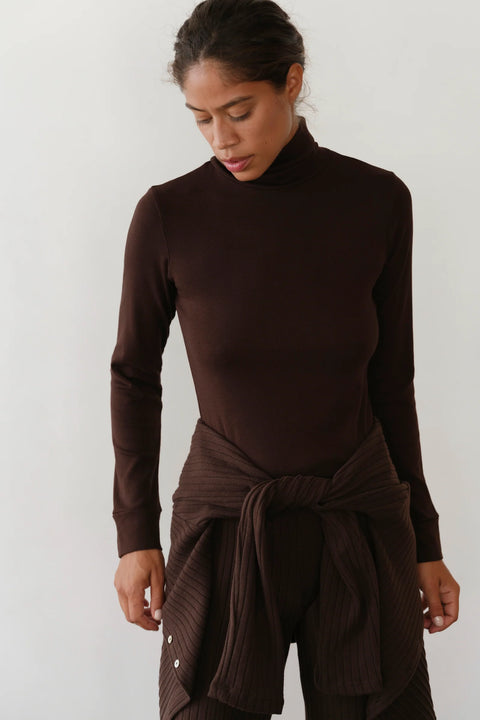 DONNI The Baby Rib Turtleneck | Espresso