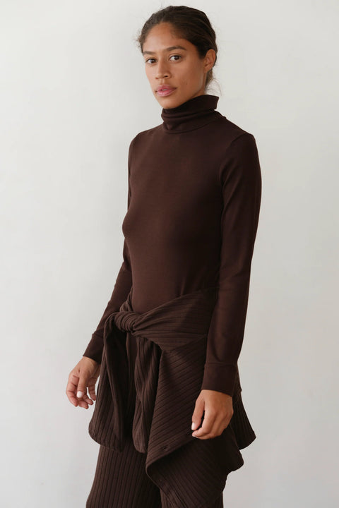 DONNI The Baby Rib Turtleneck | Espresso