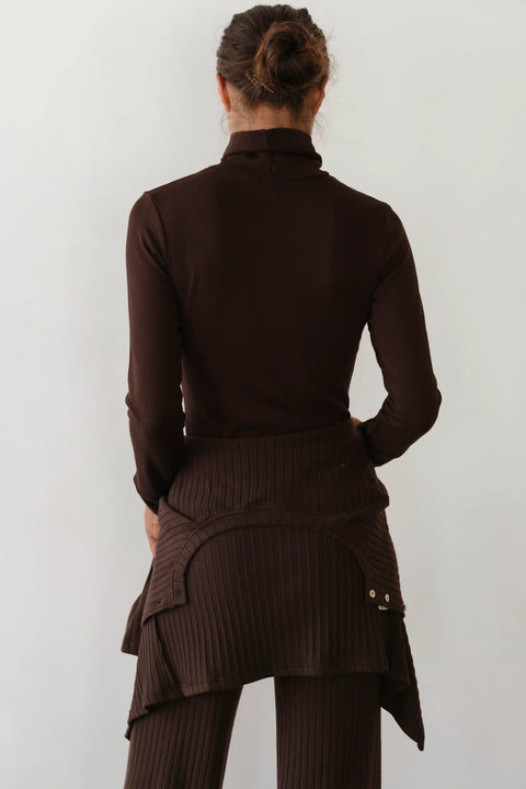 DONNI The Baby Rib Turtleneck | Espresso