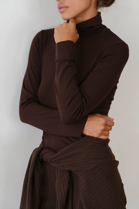 DONNI The Baby Rib Turtleneck | Espresso