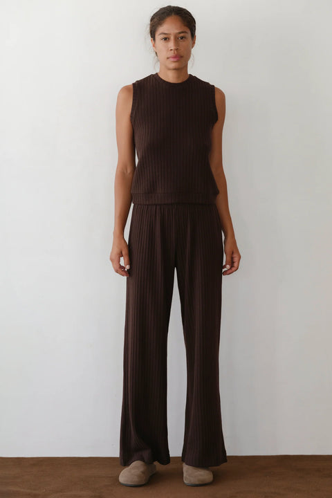 DONNI The Baby Rib Scallop Pant | Espresso