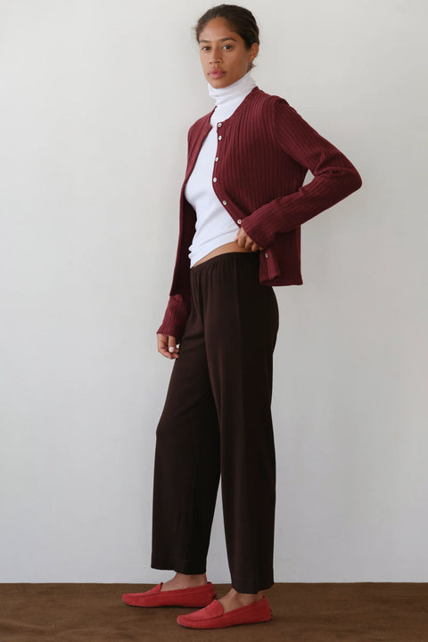 DONNI The Baby Rib Scallop Pant | Espresso