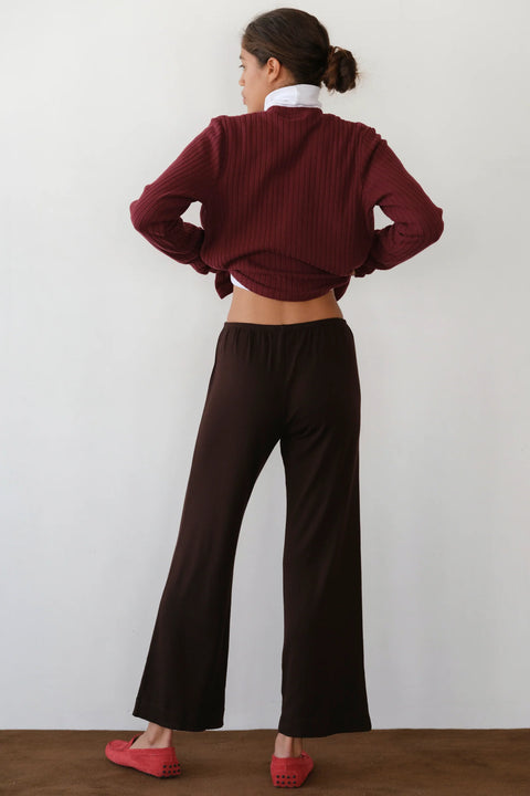 DONNI The Baby Rib Scallop Pant | Espresso