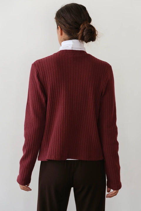 DONNI The Sweater Rib Cardi | Oxblood
