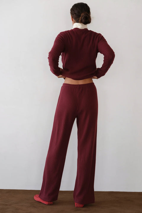 DONNI The Sweater Rib Simple Pant | Oxblood