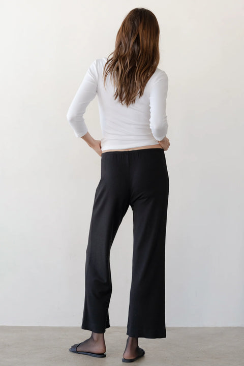 DONNI Baby Rib Scallop Jet Pant - Close-Up Detail of Scalloped Trim and Baby Rib Texture