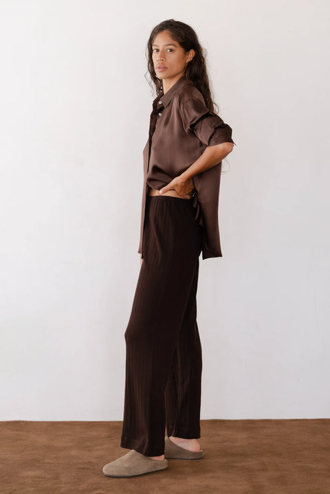 DONNI DONNI The Pointelle Simple Crop Pant in Espresso: cropped, everyday, organic, cotton