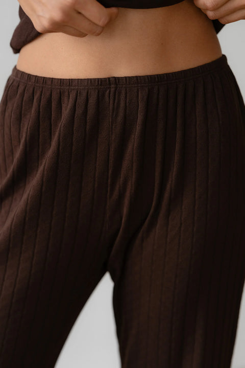 DONNI DONNI The Pointelle Simple Crop Pant in Espresso: cropped, everyday, organic, cotton