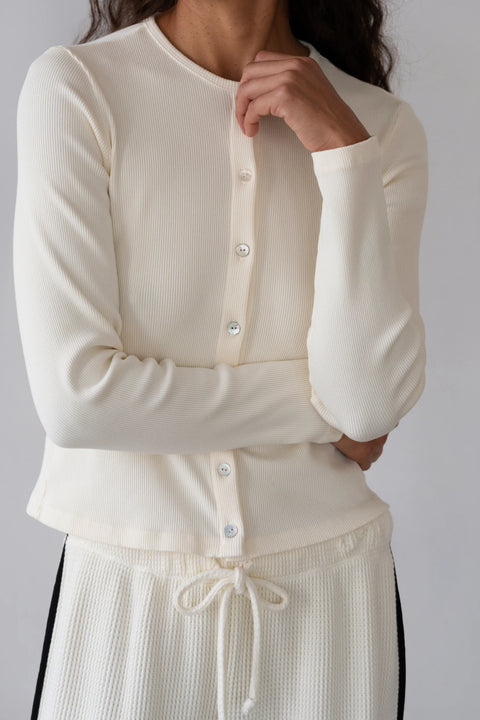 DONNI The Rib Cardigan | Creme