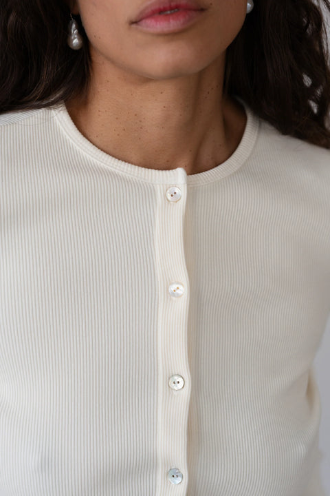 DONNI The Rib Cardigan | Creme