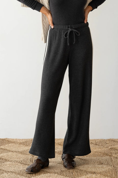 DONNI The Thermal Stripe Crop Pant | Charcoal