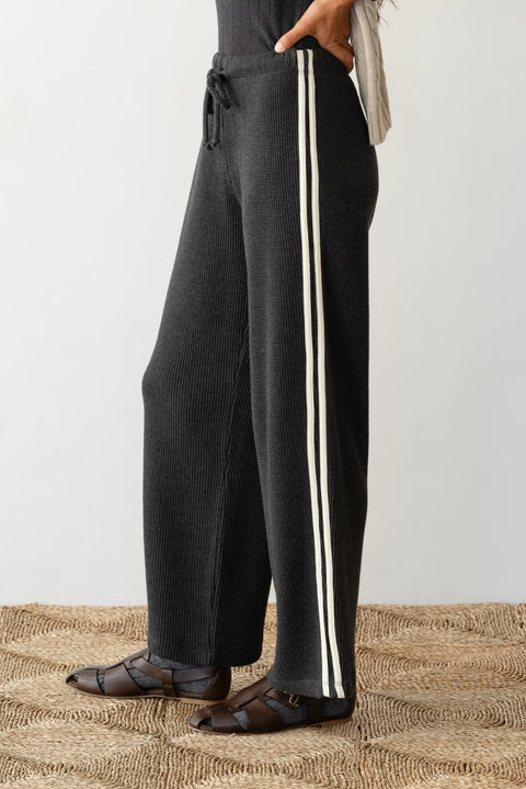 DONNI The Thermal Stripe Crop Pant | Charcoal