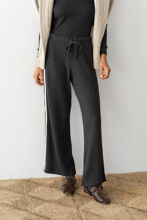 DONNI The Thermal Stripe Crop Pant | Charcoal