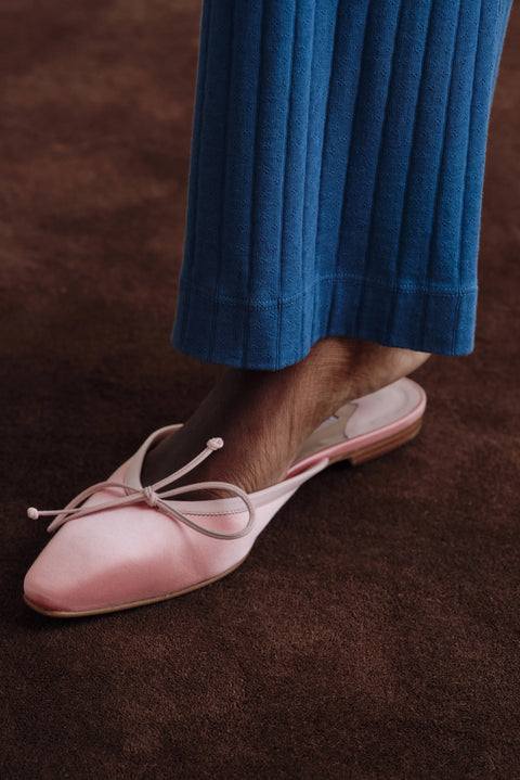 DONNI The Pointelle Simple Crop Pant | Blueberry