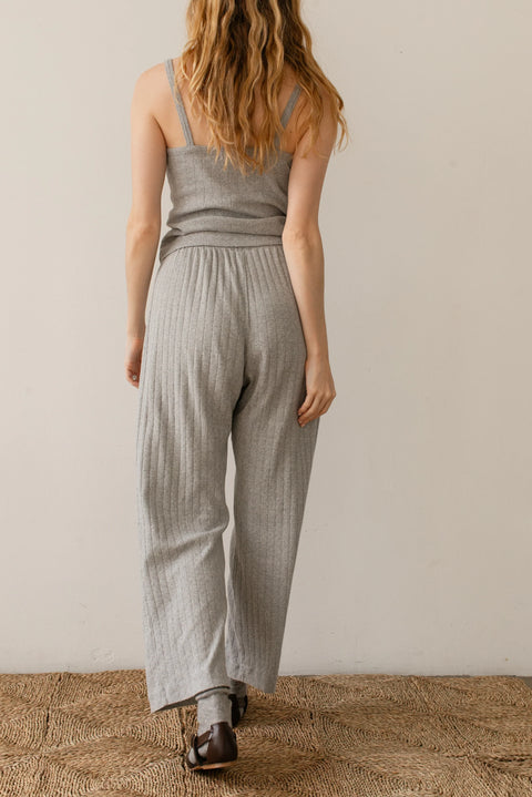 DONNI The Pointelle Simple Crop Pant | Heather Grey