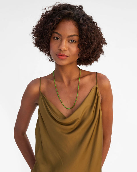 Clare V. Clare V Enamel Barrel Chain Necklace 24" in Emerald