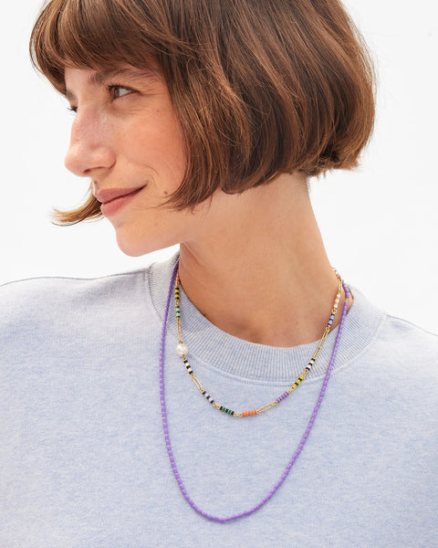 Clare V Enamel Barrel Chain Necklace 24" | Jacaranda
