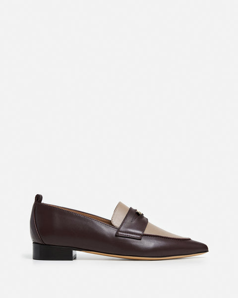 Flattered Penelope Loafer | Taupe/Burgundy