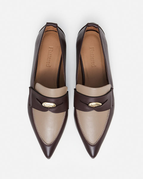 Flattered Penelope Loafer | Taupe/Burgundy