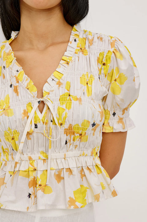 Rails Rails Fontaine Top in Tossed Daffodils: featuring cotton, v-neck