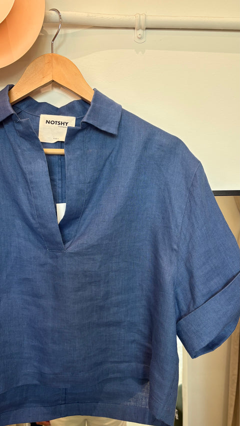 Notshy Laia Linen Polo | Blue Jean