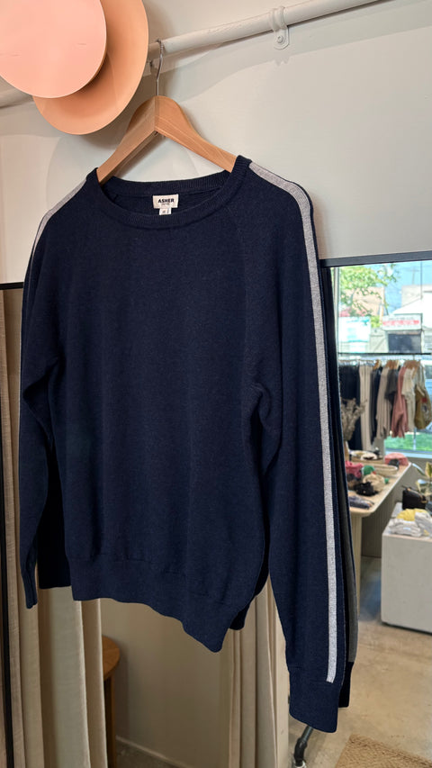 Asher Livia Knitted Crew | Heathered Cadet