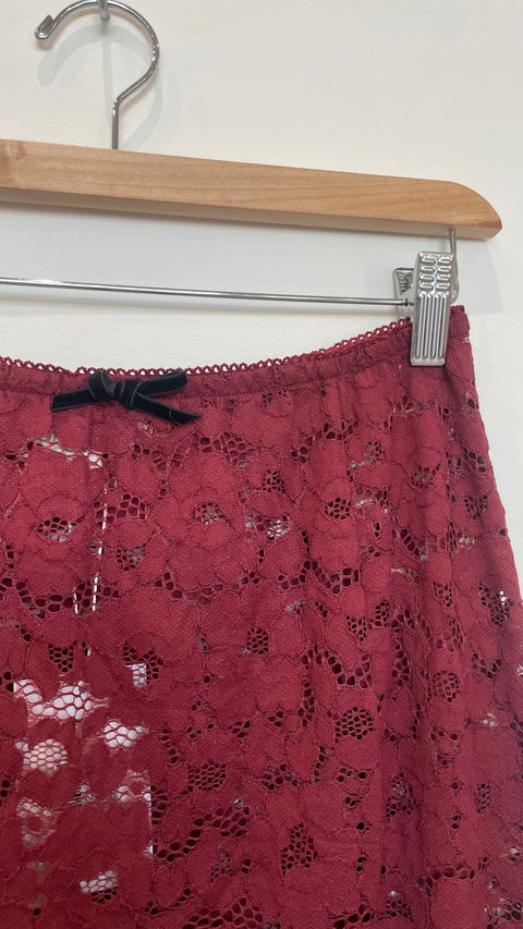 Saemdi Lace Midi Skirt | Burgundy
