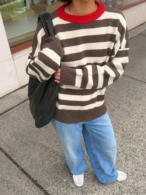 Givéh Stripe Party Sweater – bold autumn stripe sweater by Givéh, lifestyle shot