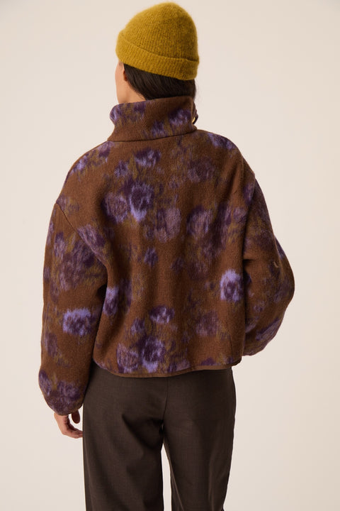 Des Petits Hauts Isidore Violet Garden Jacket - Front View Showing Violet Garden Print and Jacket Silhouette