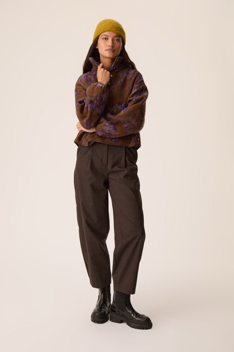 Des Petits Hauts Isidore Violet Jacket - Styled Shot Layered Over Basics Showing Garden Print Detail