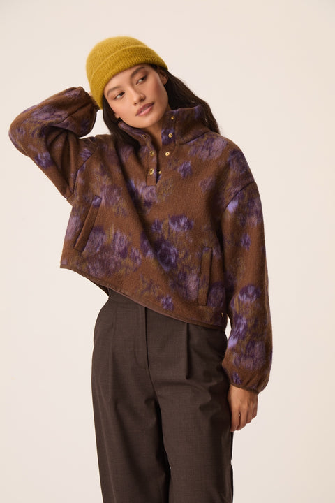 Des Petits Hauts Isidore Jacket in Violet Garden - Women's Floral Print Violet Autumn Jacket
