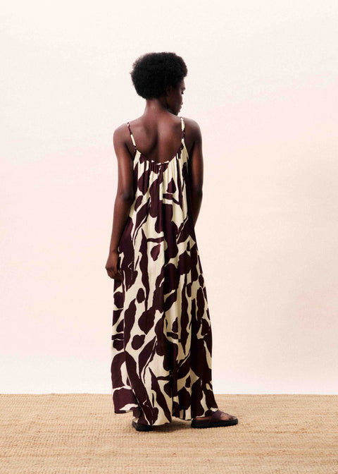Frnch FRNCH Euphrates Dress in Brown Water Lily: viscose maxi
