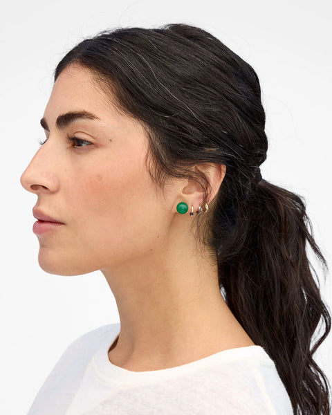 Clare V. Clare V Le Bead Stud Earrings in Emerald: features striped