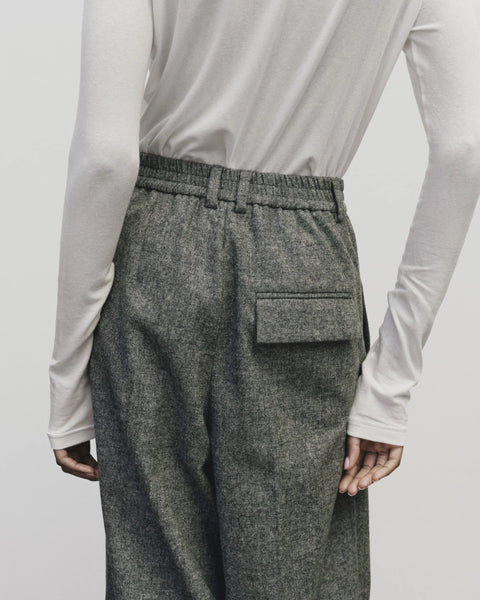 High waisted grey trouser pant in a wool blend. Pleats on the front, and side seam pockets. Mijeong Park Wool Blend Wide-Leg Pant in Grey
