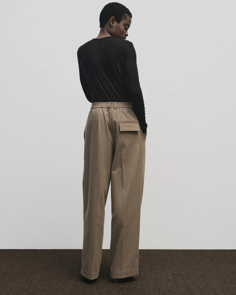 Wool blend sweater knit top for women, soft and light fabric. Tighter fit wit wide neckline, in black by Mijeong Park
