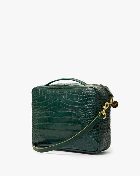 Clare V Mirabel Crossbody | Deep Pine Embossed Croco