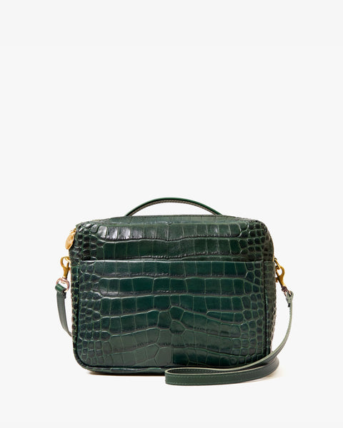 Clare V Mirabel Crossbody | Deep Pine Embossed Croco
