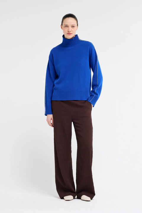 High neck, turtle neck sweater with ribbed fabric, made of 100% wool. Knit sweater women. Made by Our Sister 

