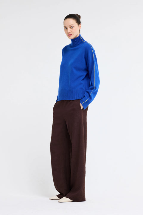 High neck, turtle neck sweater with ribbed fabric, made of 100% wool. Knit sweater women. Made by Our Sister 

