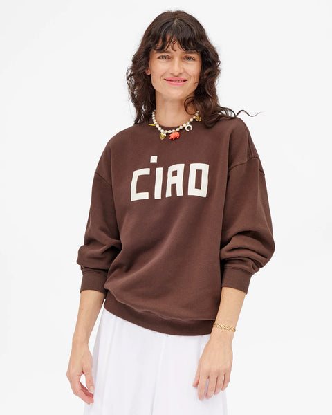 Clare V. Oversized Sweatshirt | Chocolate with Cream Block Ciao