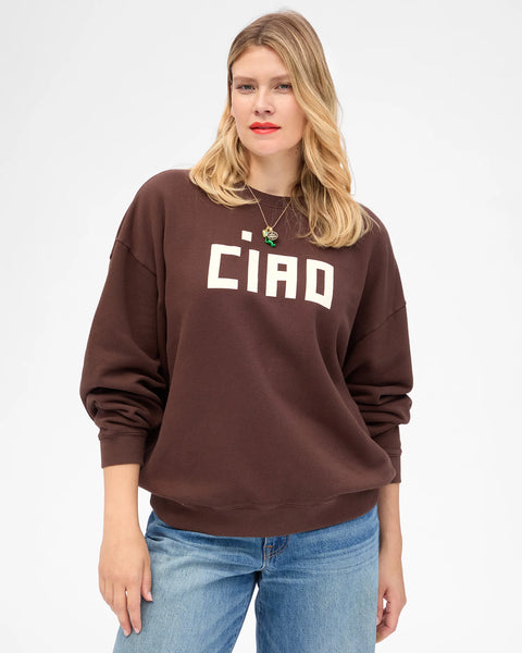 Clare V. Oversized Sweatshirt | Chocolate with Cream Block Ciao