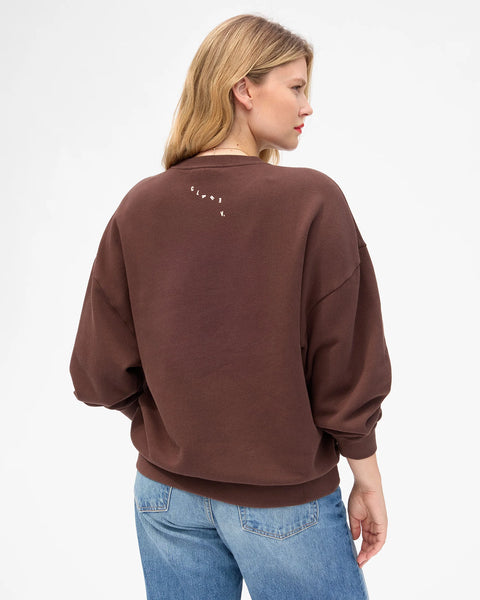 Clare V. Oversized Sweatshirt | Chocolate with Cream Block Ciao