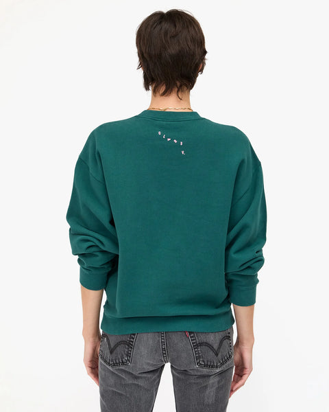 Clare V. Oversized Sweatshirt | Deep Pine with Petal Grand Block Ciao