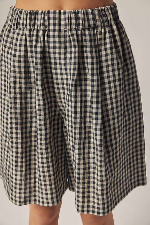 Amente Loose Casual Linen Shorts | Black with Natural