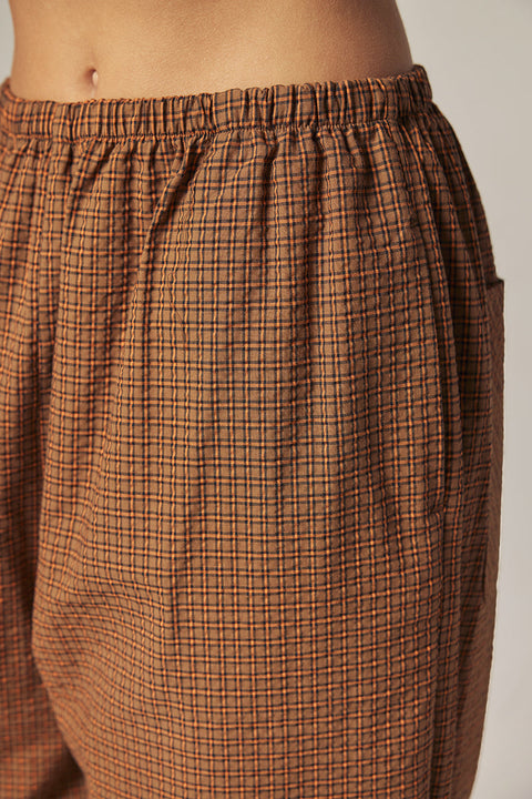 Amente Drawstring Comfy Pants | Brown with Orange