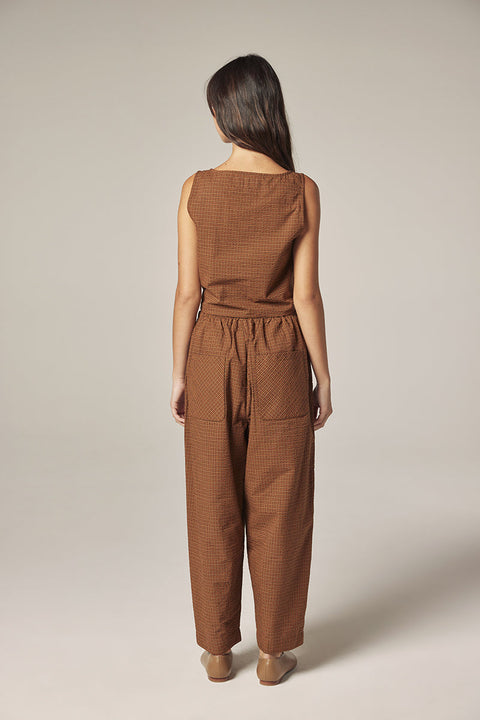 Amente Drawstring Comfy Pants | Brown with Orange