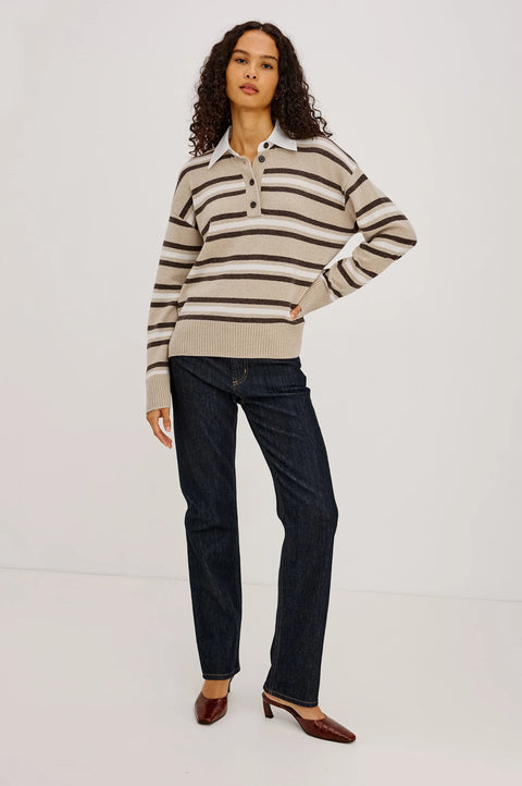 Rails Paxton Rugby Sweater | Heather Oat Stripe