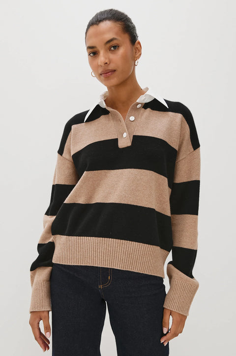 Rails Paxton Rugby Shirt | Oatmeal Black