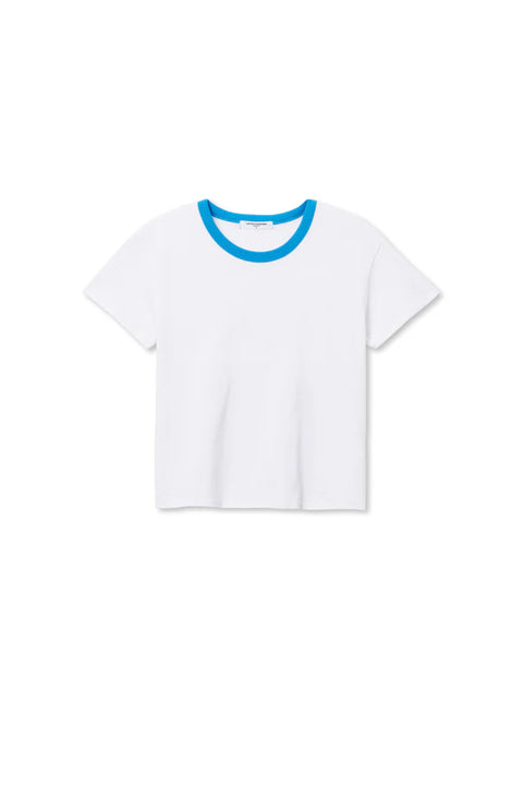 Perfect White Tee Perfect White Tee Billie Ringer Tee in White with Cobalt: features cotton
