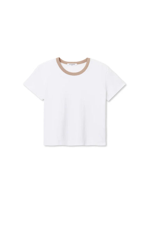 Perfect White Tee Perfect White Tee Billie Ringer Tee in White with Mocha: features cotton